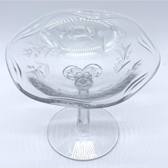 Vtg. Fostoria Cynthia Etch Coronet Comport 5" tall - Picture 6 of 11